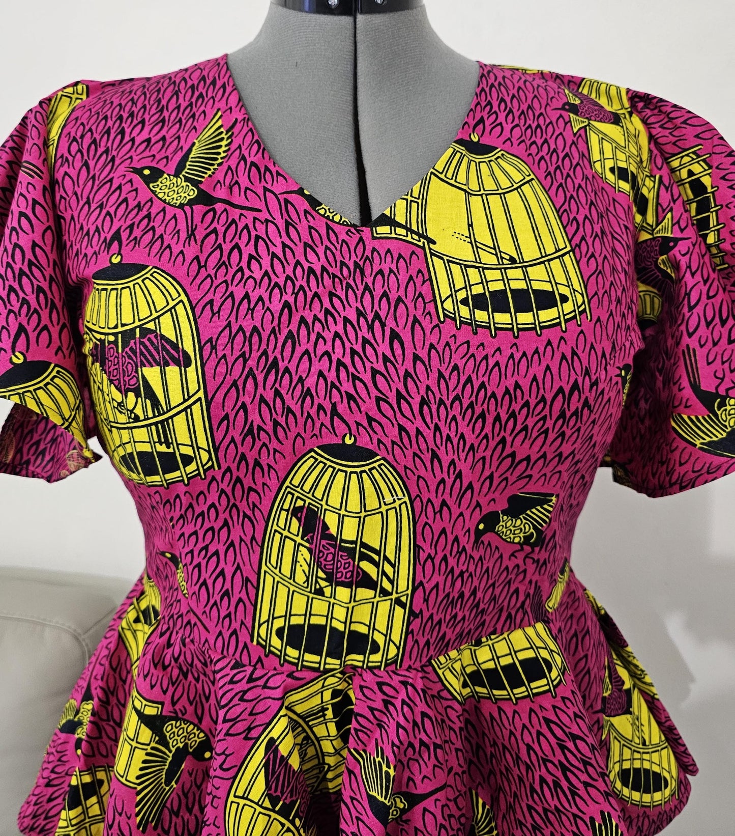 African Peplum Top, Flare sleeves