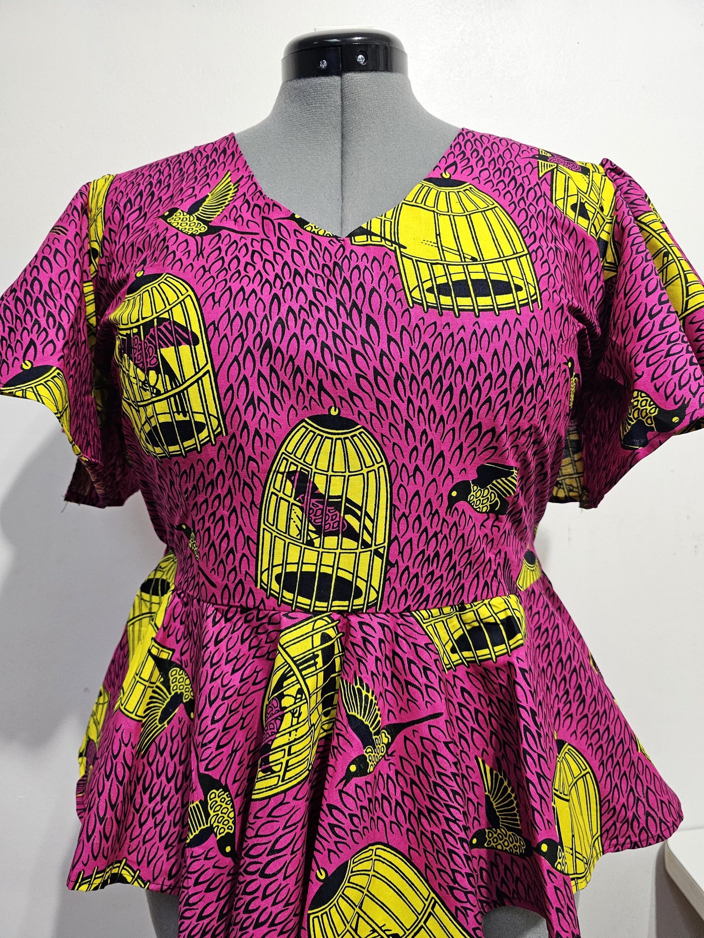 African Peplum Top, Flare sleeves