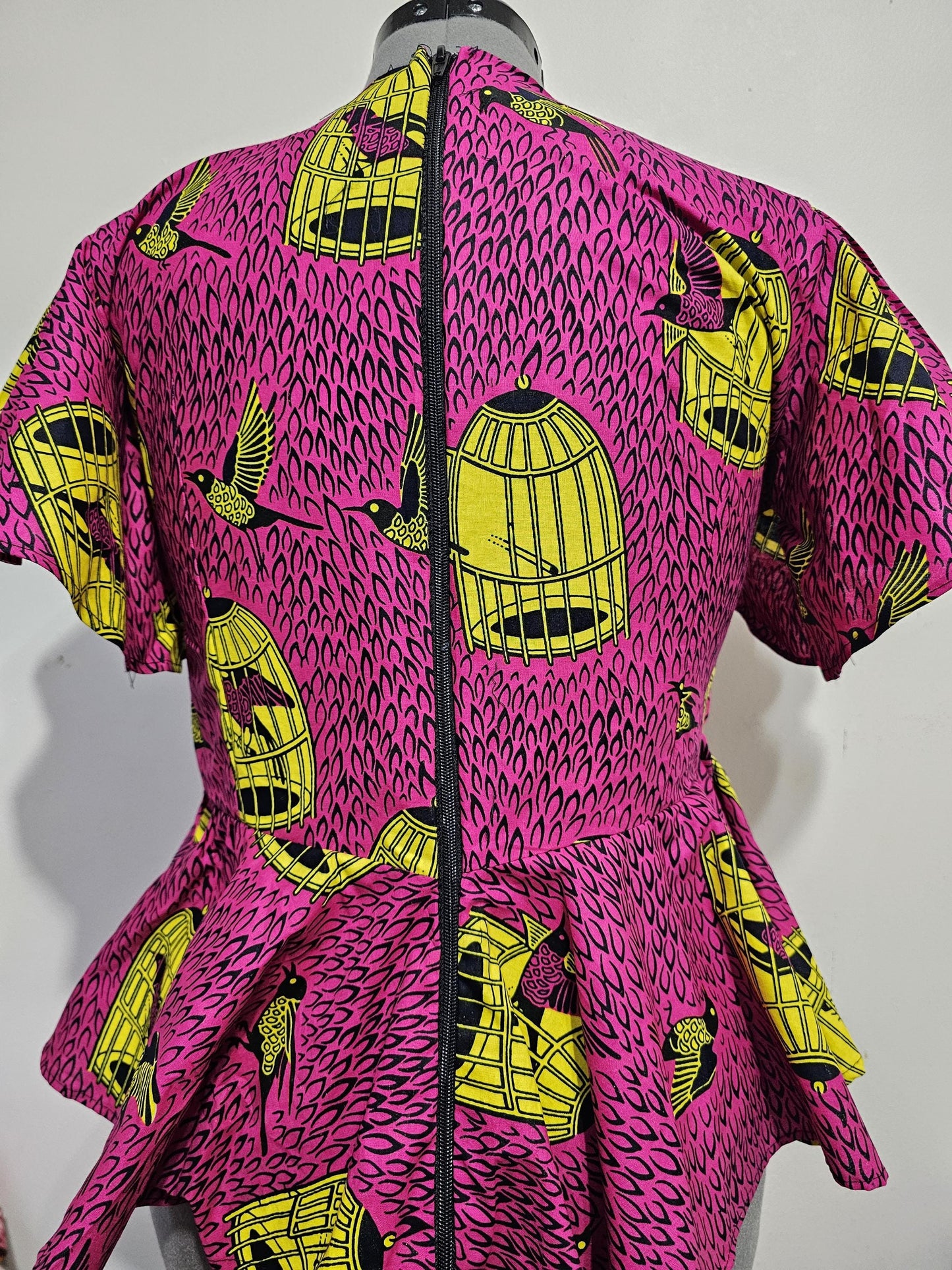 African Peplum Top, Flare sleeves
