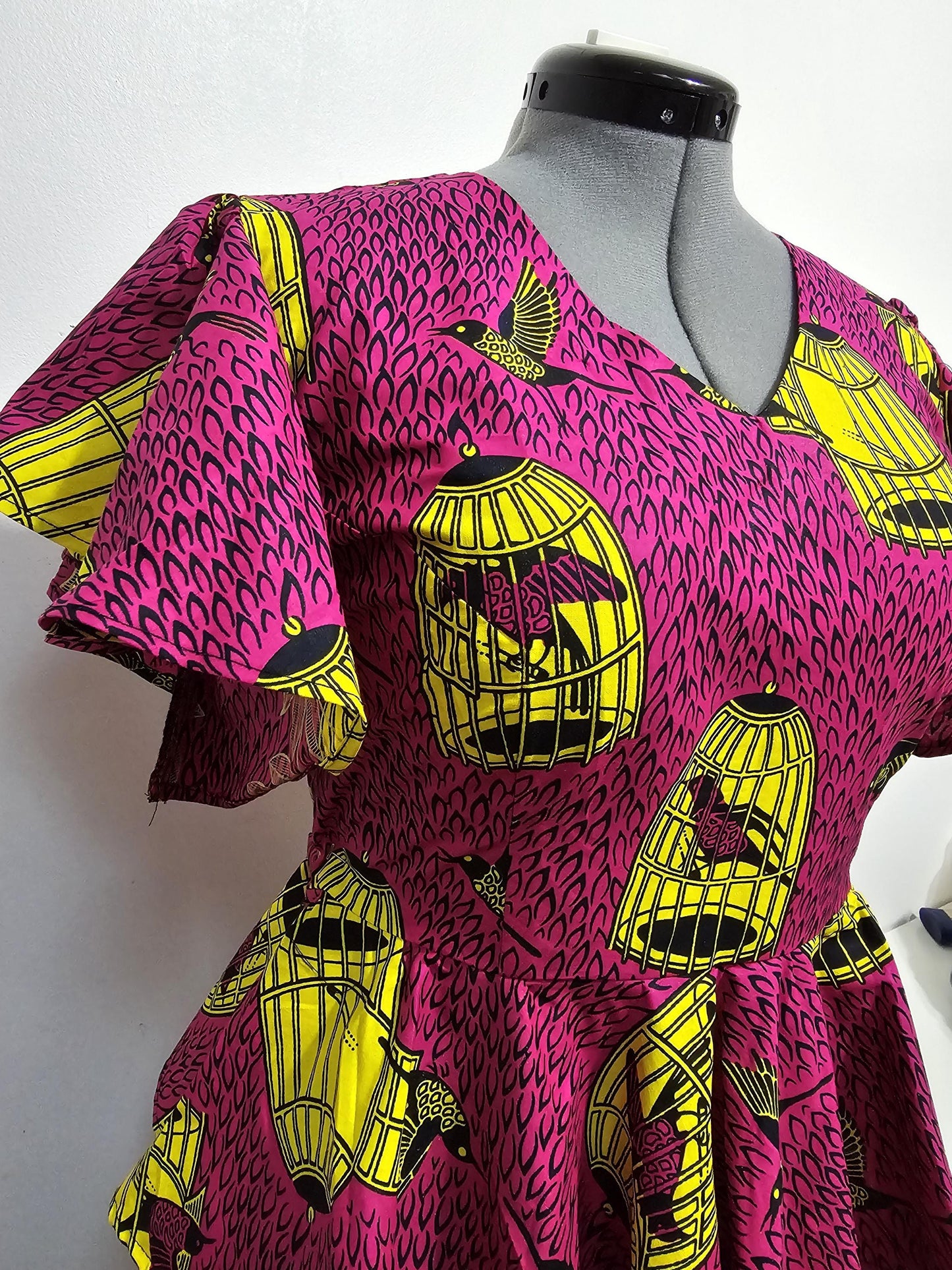 African Peplum Top, Flare sleeves
