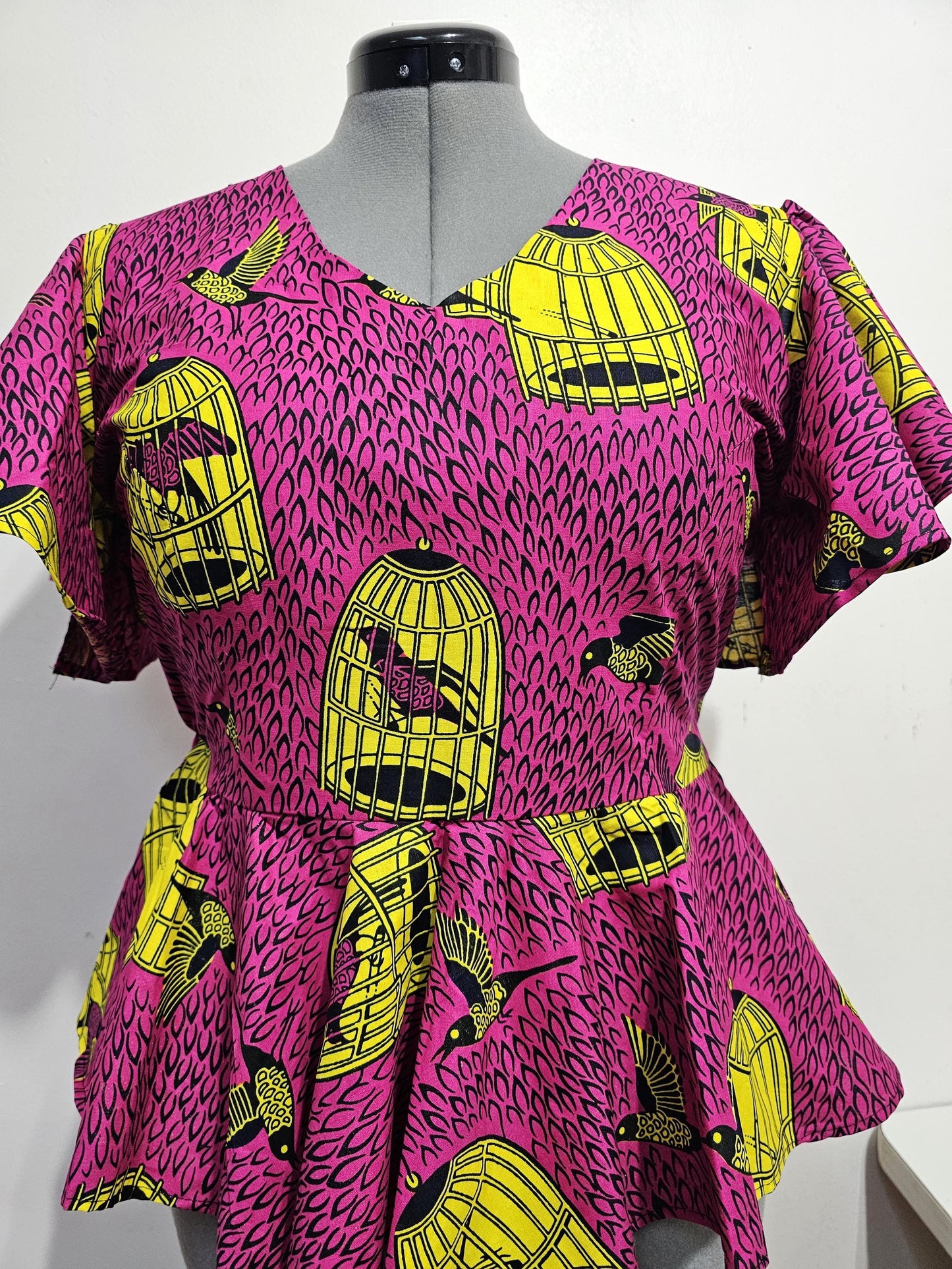African Peplum Top, Flare sleeves