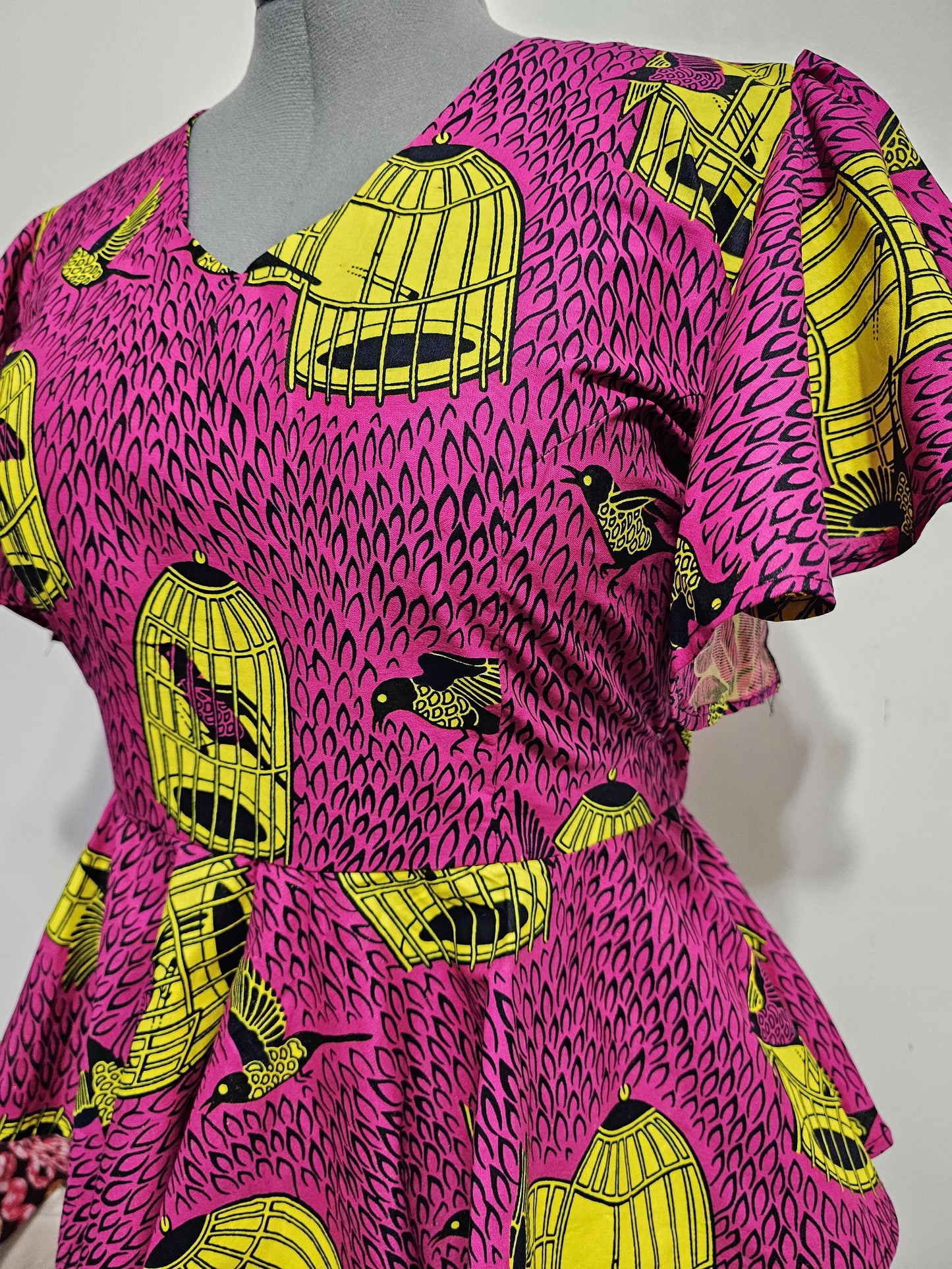 African Peplum Top, Flare sleeves