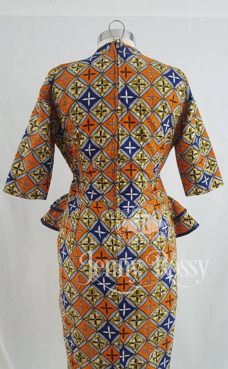 Ankara Dress, African clothing, body fit  Midi dress, quarter sleeve dress,African dress,Ankara Midi dress