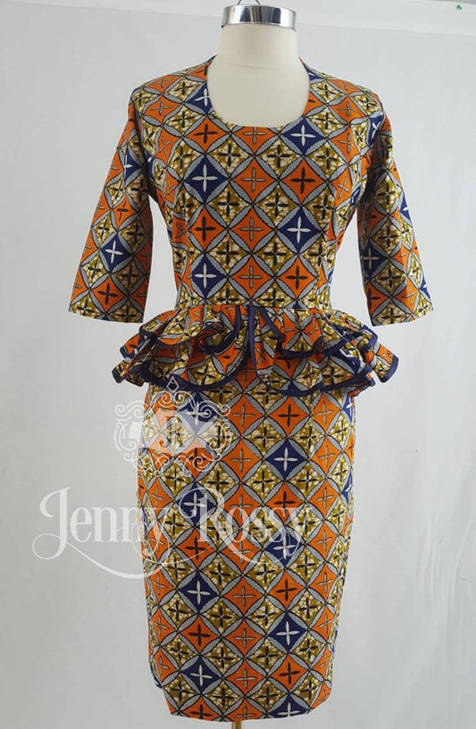 Ankara Dress, African clothing, body fit  Midi dress, quarter sleeve dress,African dress,Ankara Midi dress