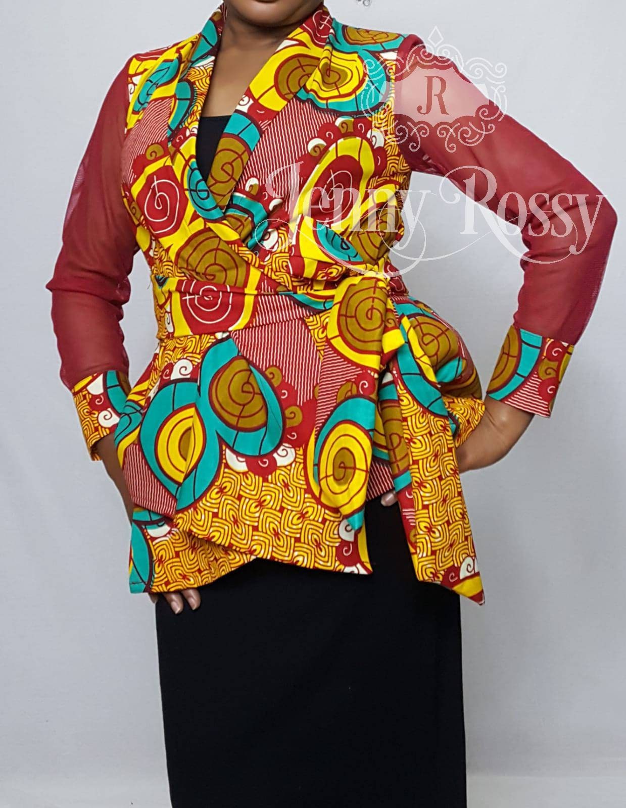 African Clothing, Wrap Top ,Ankara Top
