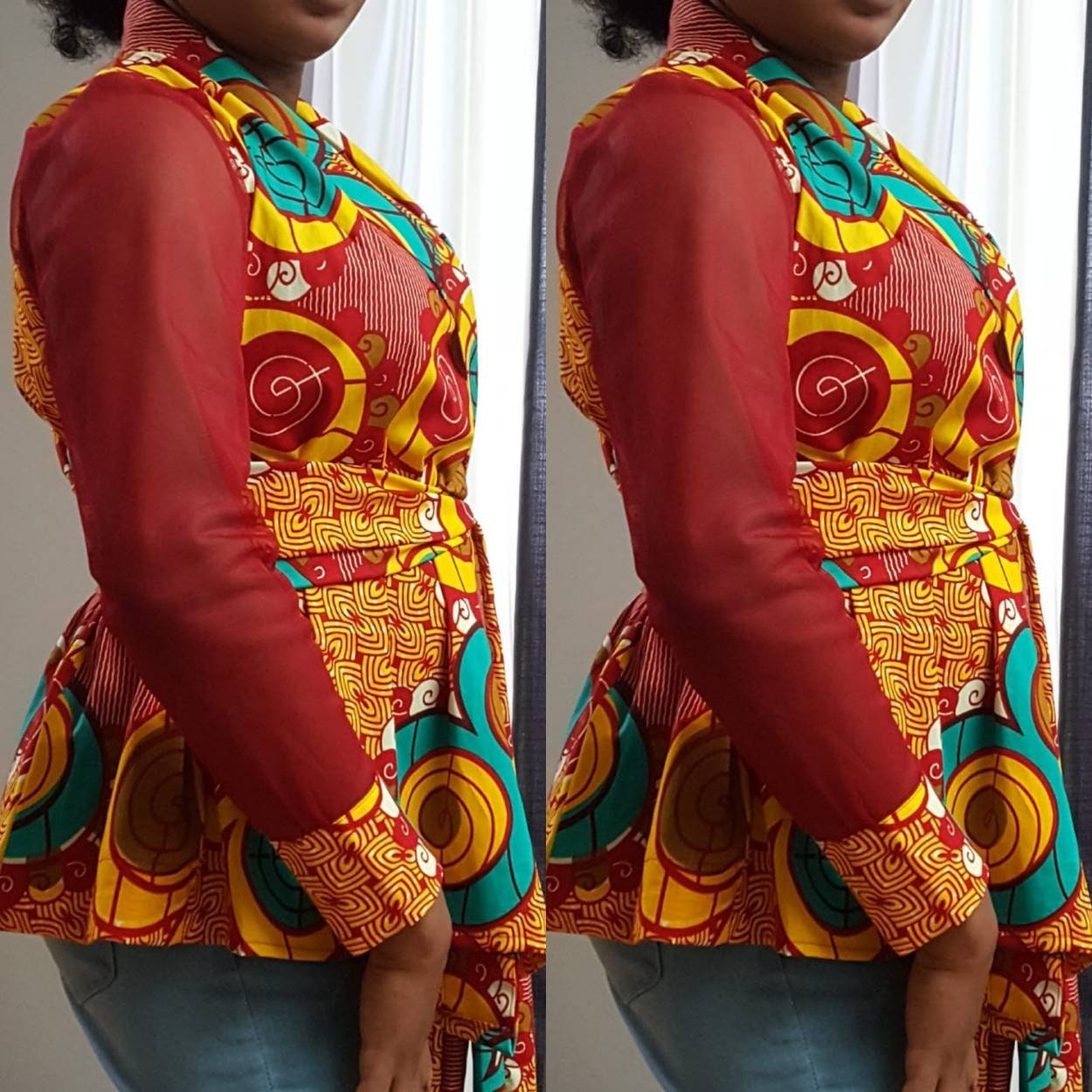 African Clothing, Wrap Top ,Ankara Top