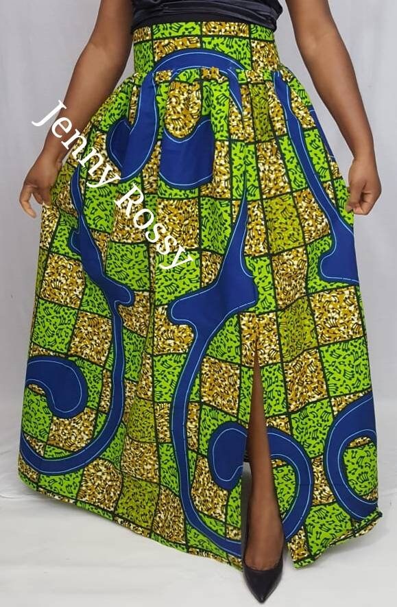 African skirt,Ankara Maxi skirt, African clothing, high waist skirt,maxi skirts with slits