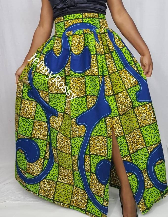 African skirt,Ankara Maxi skirt, African clothing, high waist skirt,maxi skirts with slits