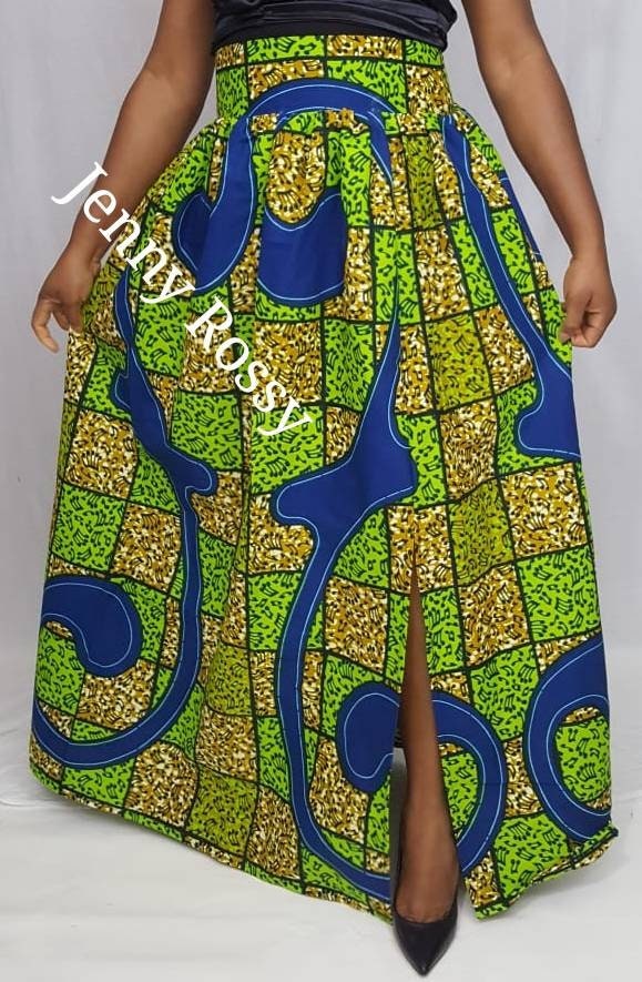 African skirt,Ankara Maxi skirt, African clothing, high waist skirt,maxi skirts with slits