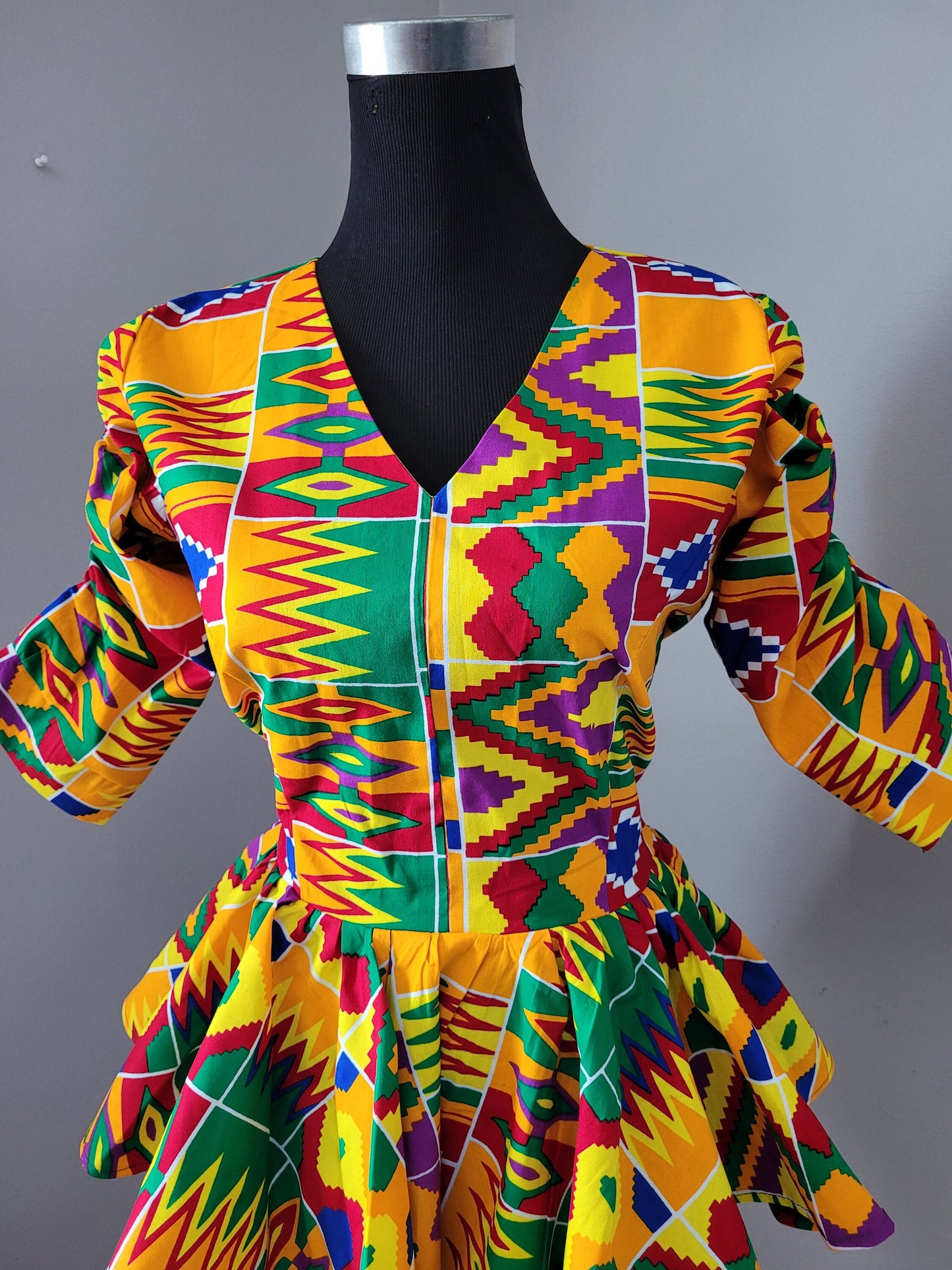 Kente top, peplum blouse, Rainbow top, Ankara blouse, African clothing