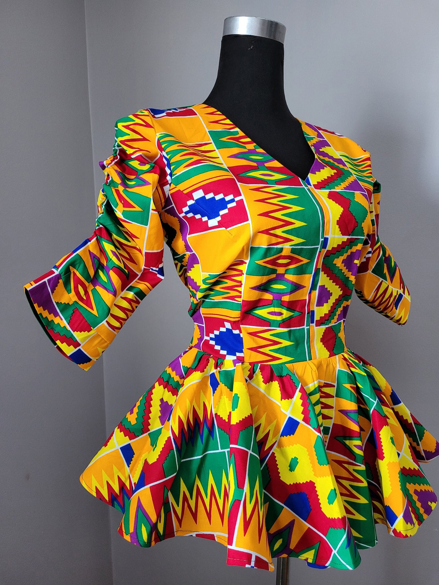 Kente top, peplum blouse, Rainbow top, Ankara blouse, African clothing