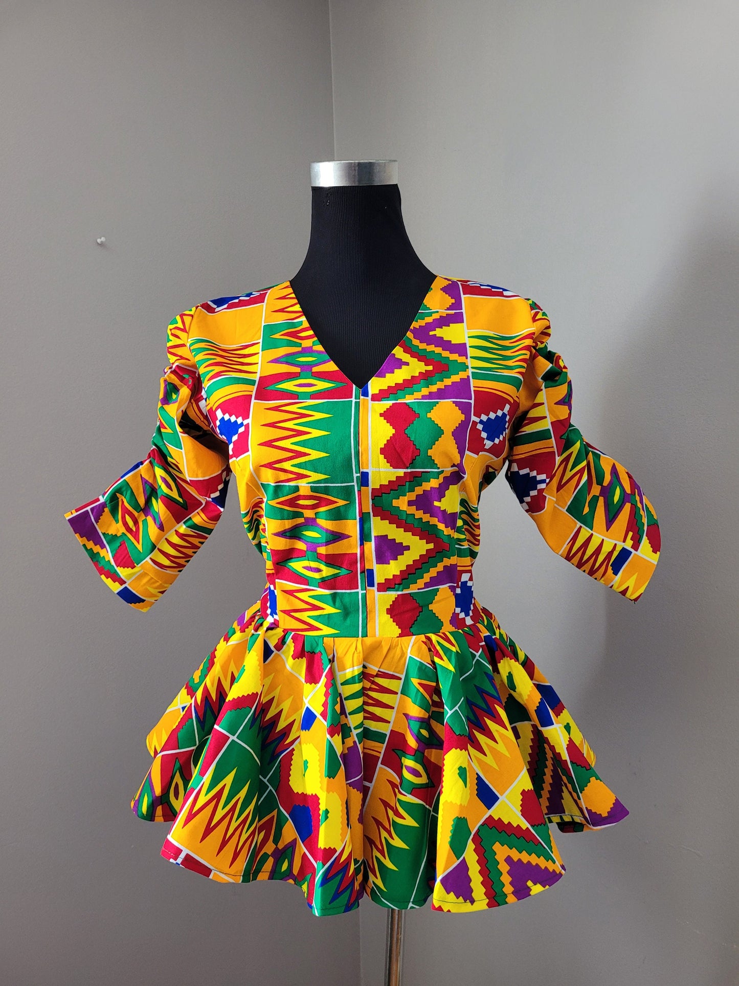 Kente top, peplum blouse, Rainbow top, Ankara blouse, African clothing