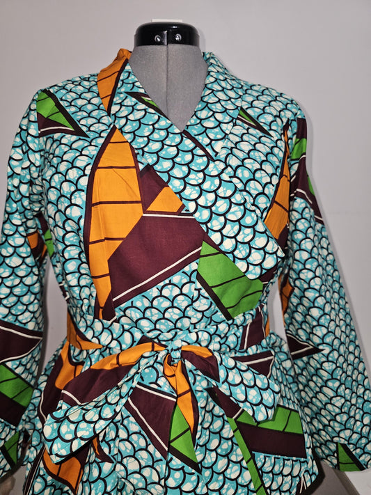 Ankara blazer? Wrap Around Blazer,African peplum top, Long sleeves belted  Top ,African  clothing