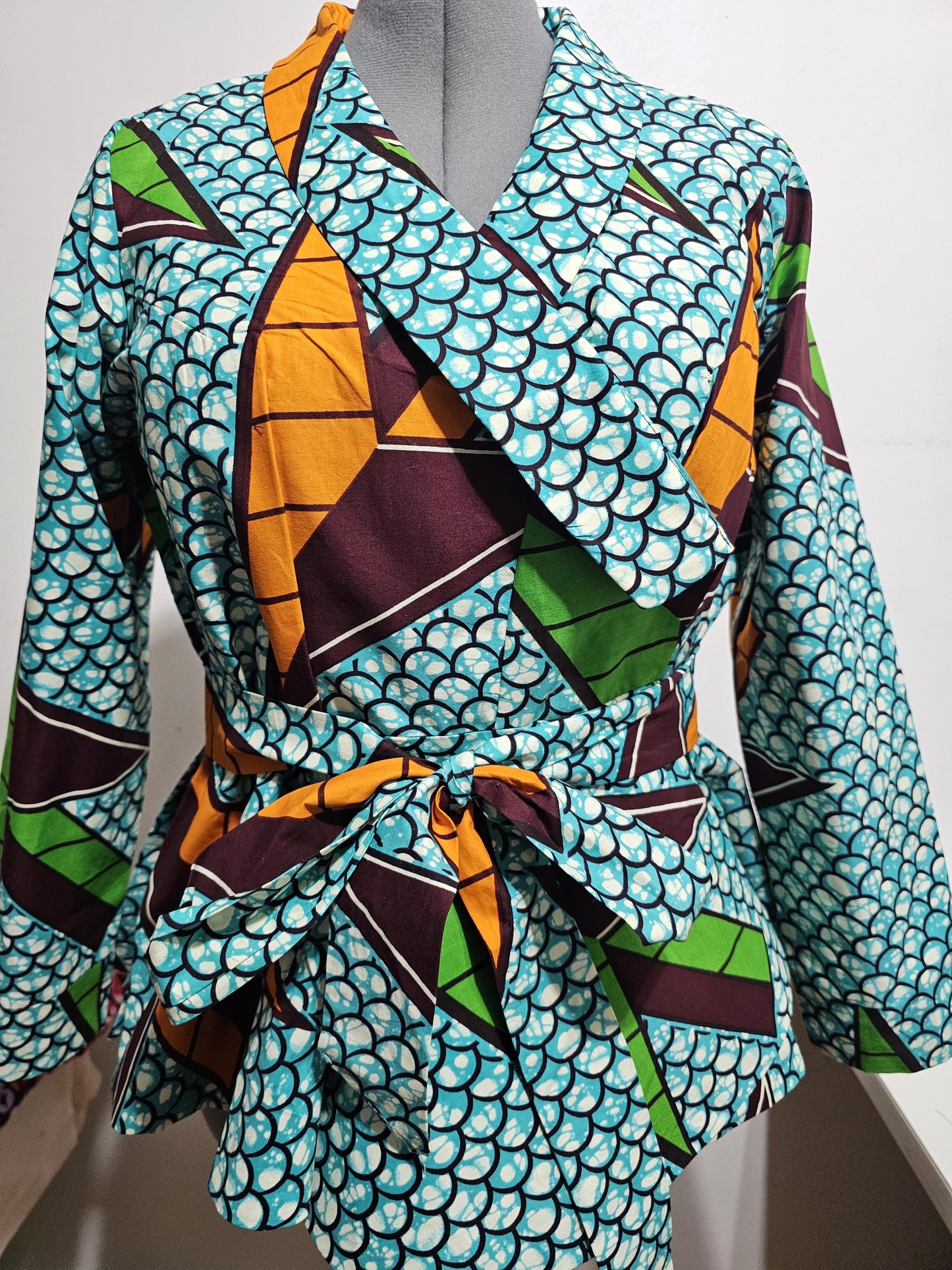 Ankara blazer? Wrap Around Blazer,African peplum top, Long sleeves belted  Top ,African  clothing
