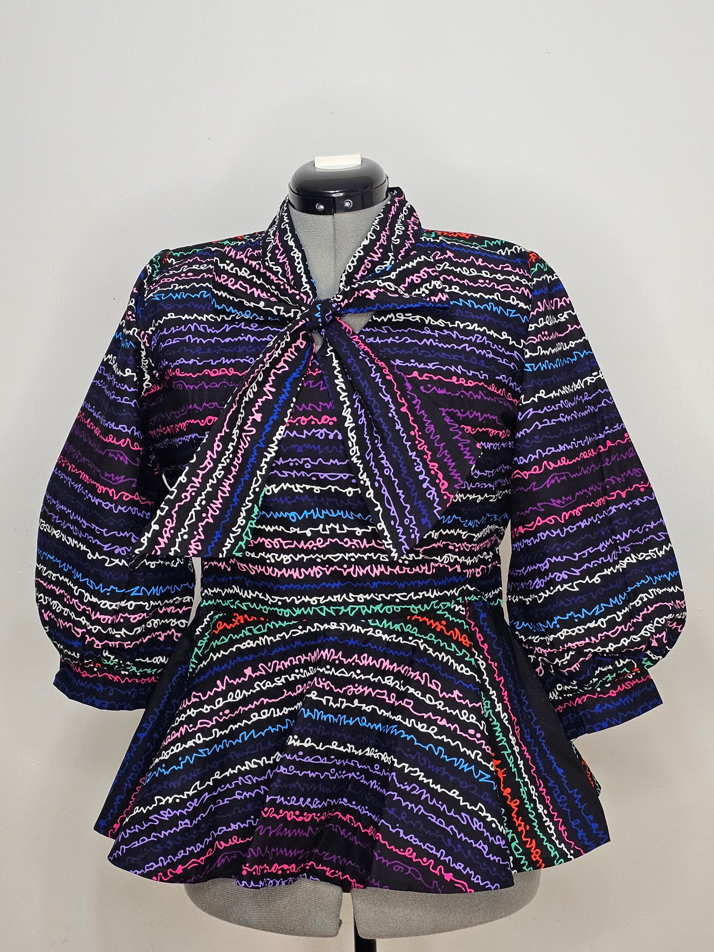 African Top, Bow neck Peplum Top