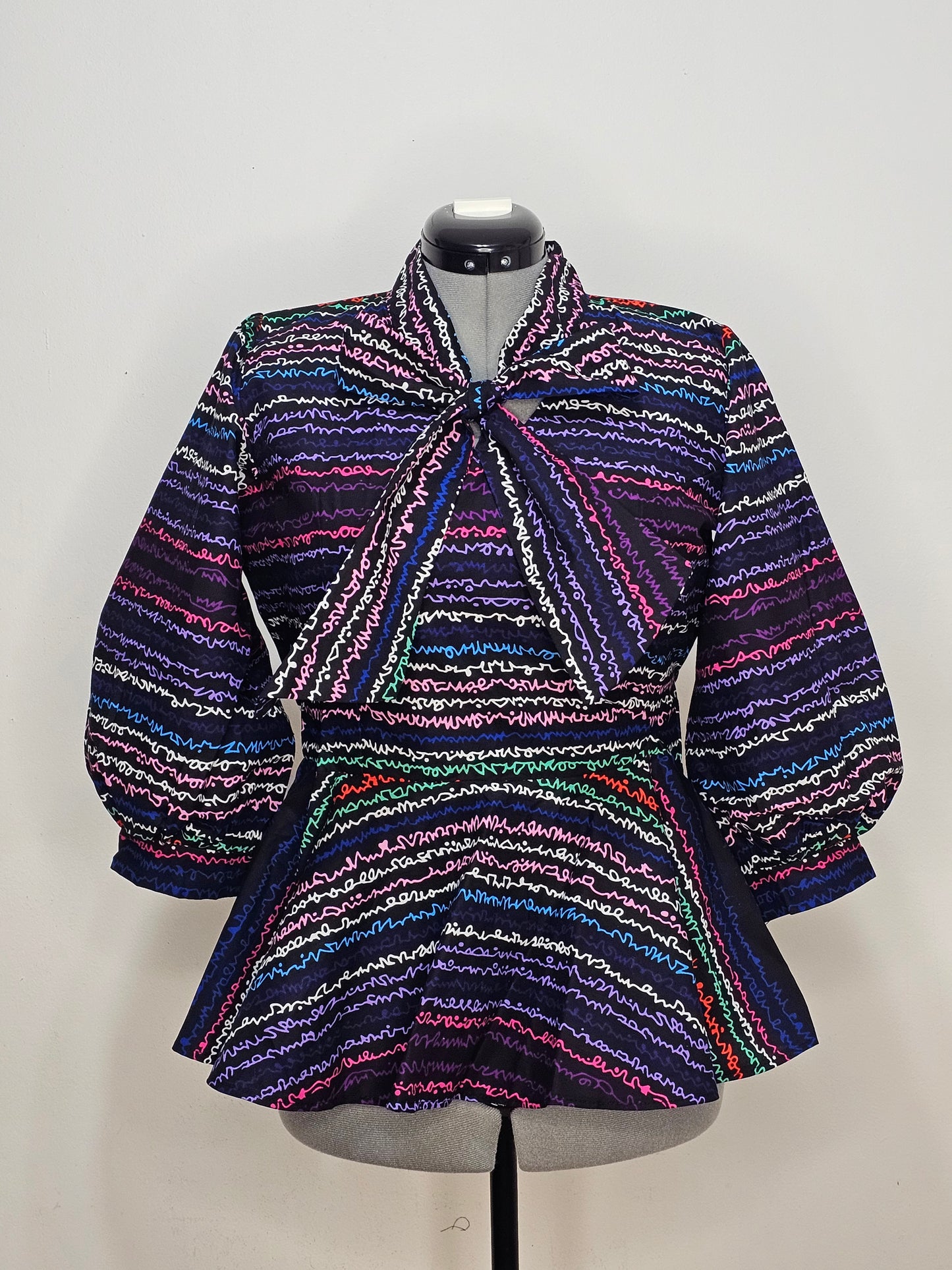 African Top, Bow neck Peplum Top