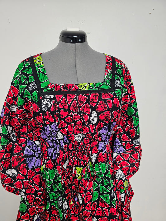 African Blouse ,Ankara Print Blouse, Red Blouse
