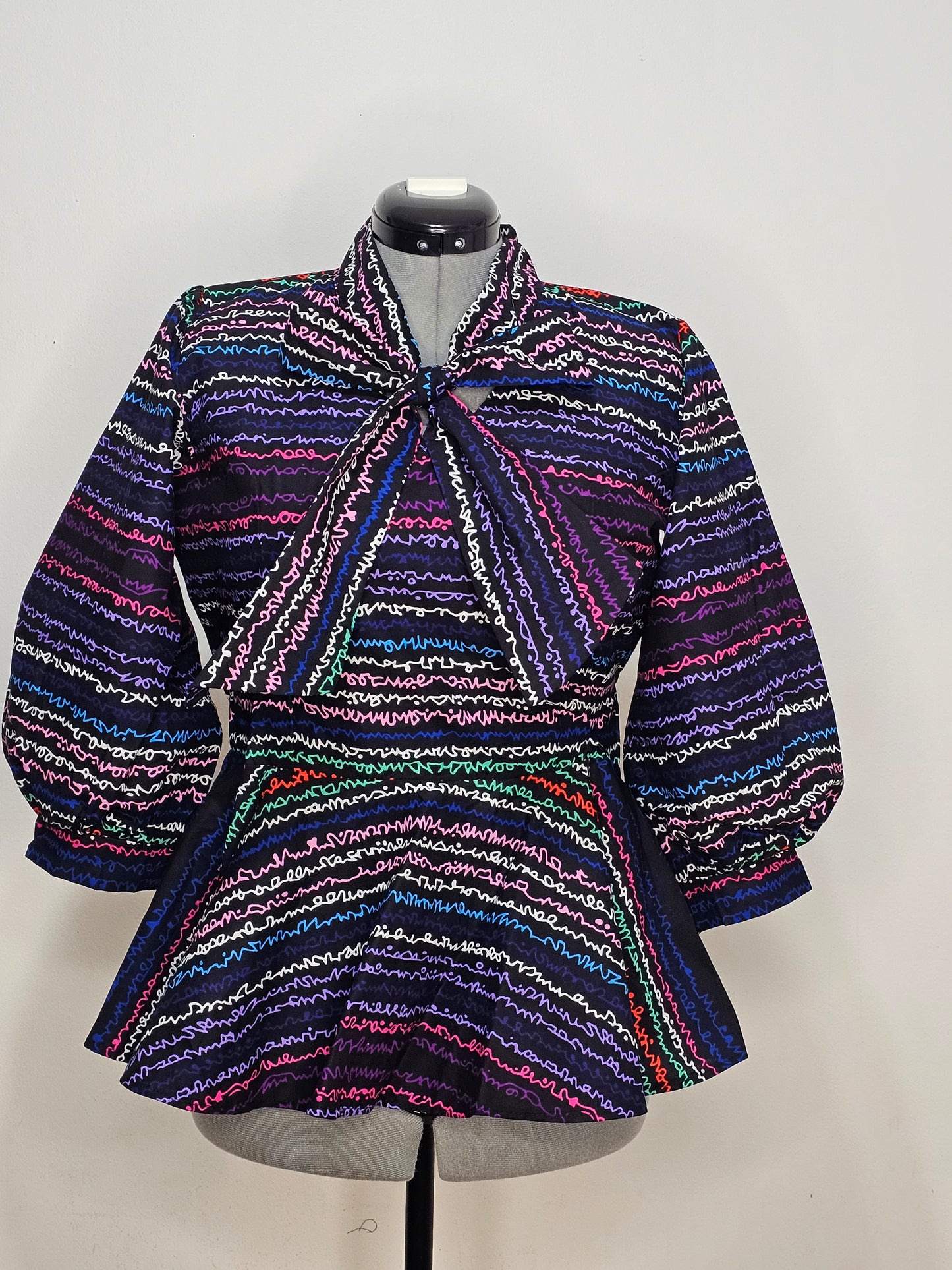 African Top, Bow neck Peplum Top